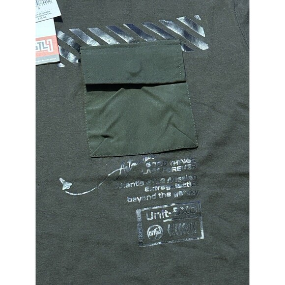 GTLY Olive Green T-Shirt Men’s Small NWT Pocket Graphic Tee Streetwear - Picture 2 of 5